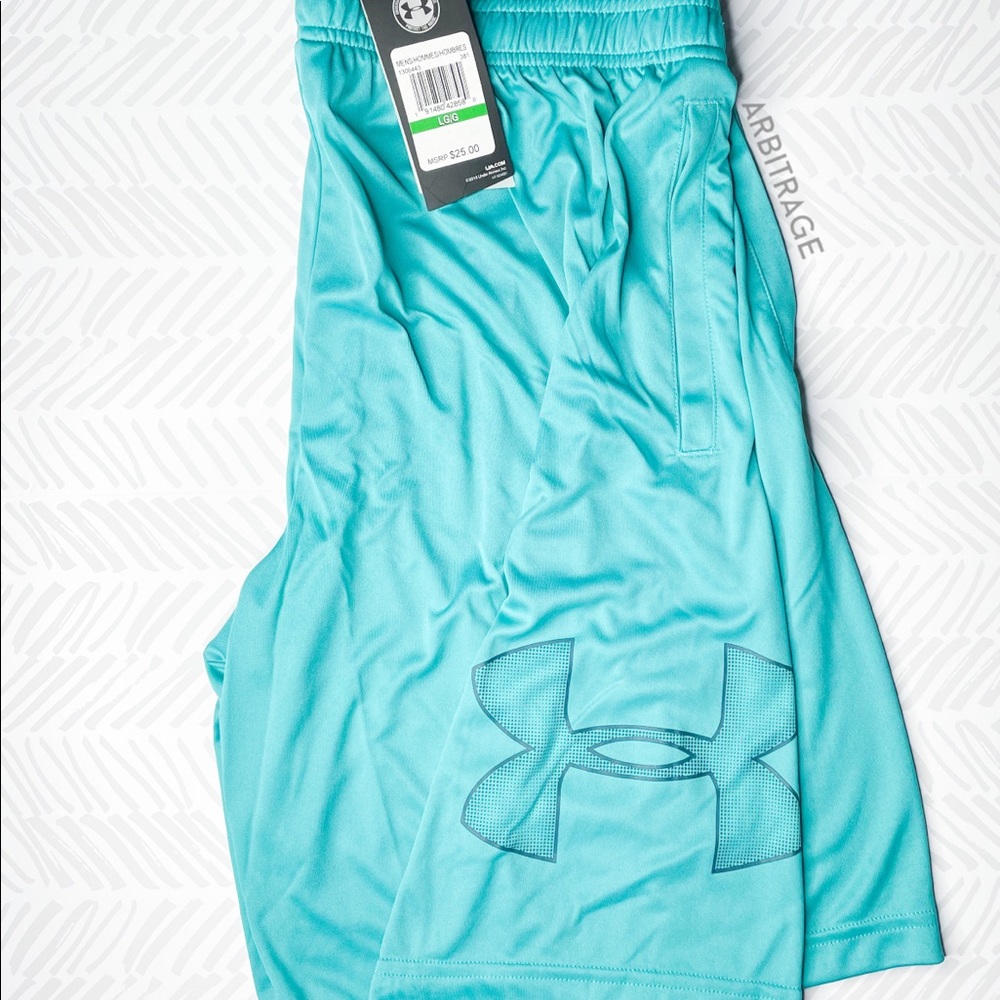 Under Armour Heat Gear Teal Logo Training Shorts